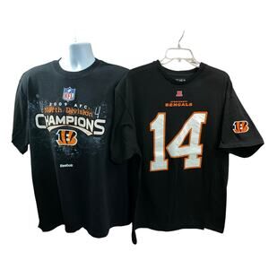 Cincinnati Bengals Andy Dalton NFL Tee Black Size XL AFC Champions #14 Reebok